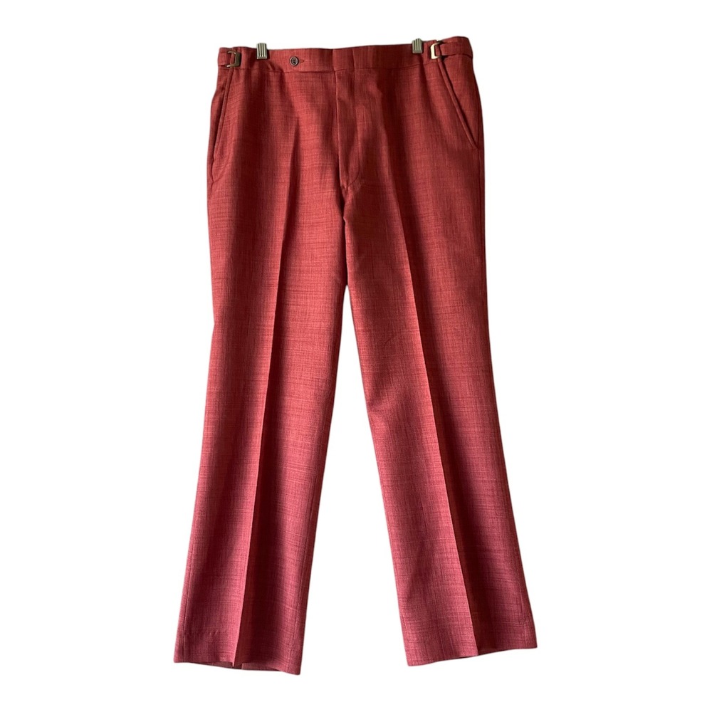 Jaymar Self Sizer Mens Vintage Red Textured‎ Side Adjuster Dress Pants Trousers